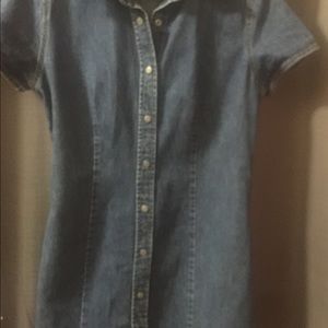 Button front denim dress